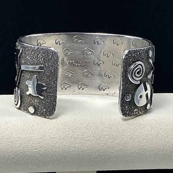 Sterling Silver Cuff Bracelet Alex Sanchez Navajo 1.25” X 6.5” 113.6 Gms - Picture 2 of 12